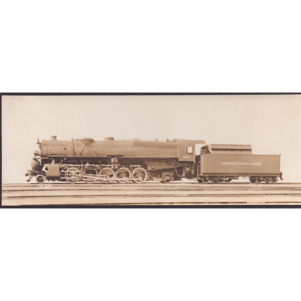 PRR Pennsylvania Lines 2-8-2 #9353 Steam Locomotive Panoramic Sepia Photo